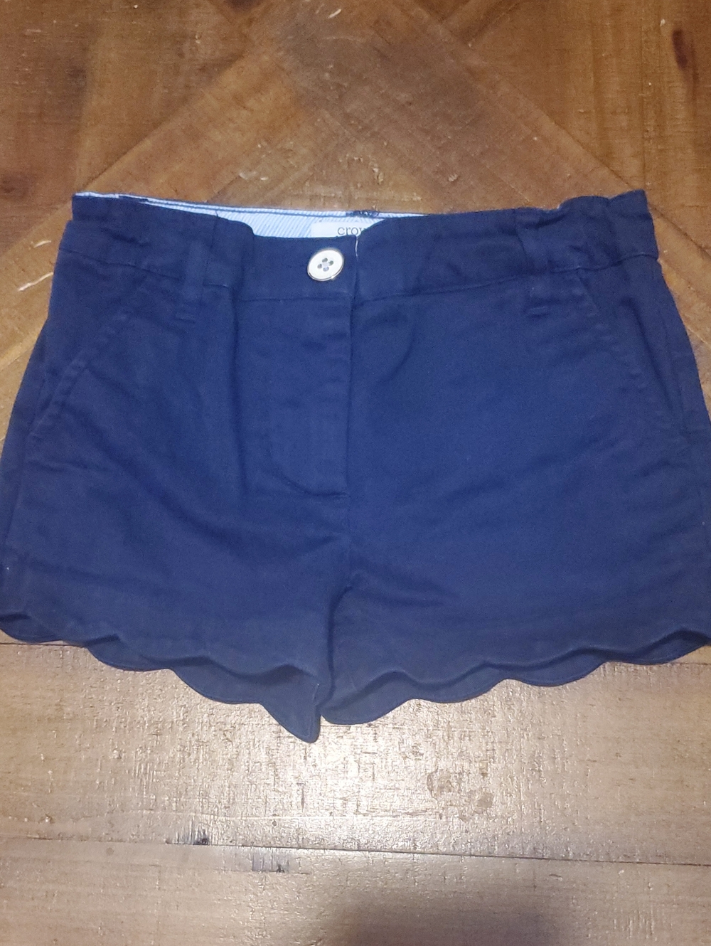 crown & ivy Navy Scallop Hem Shorts